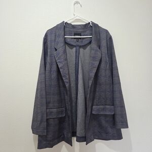 LIVER POOL Boyfriend Plaid Blazer Jacket In Navy/khaki Plaid Size 2x